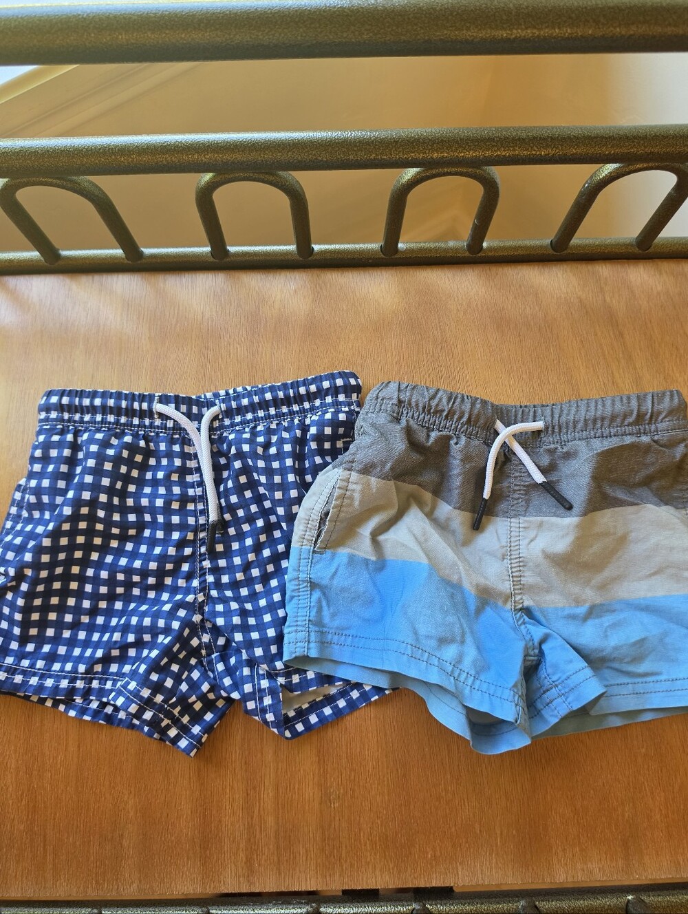 Boys Size 3t Blue Checked & Colorblock Swim Shorts Set